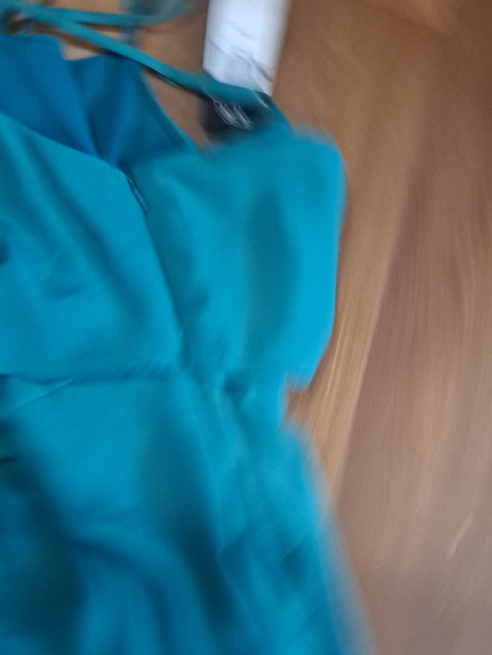 BCBG Teal Ruffled High-Low Slip Dress - Picture 5 of 6
